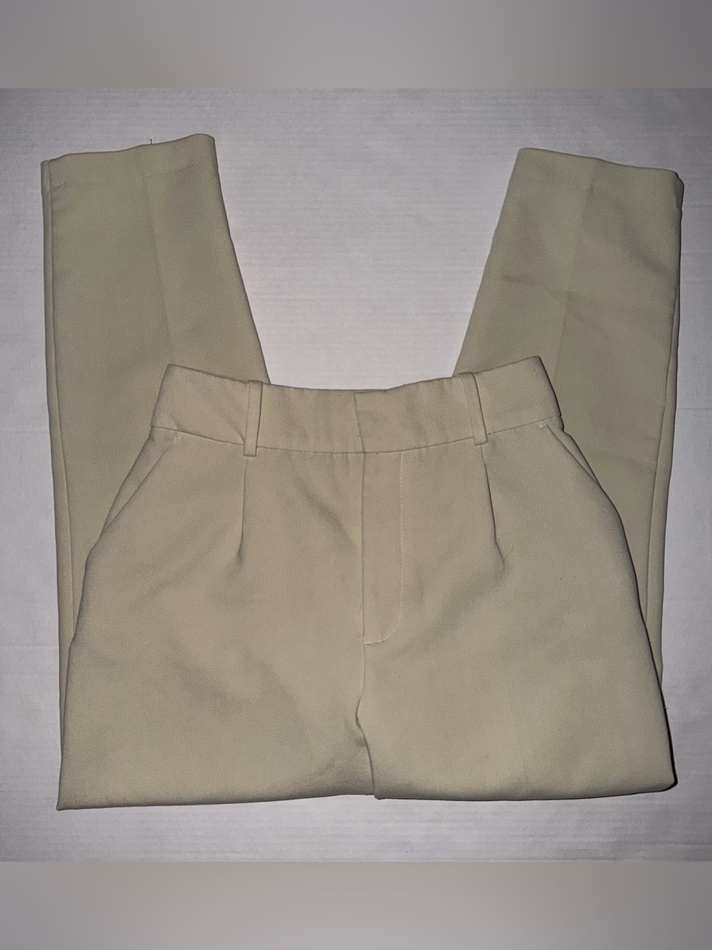 Zara Tailored Cream High-Rise Trousers